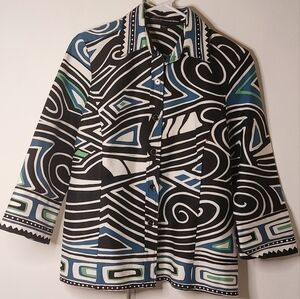 Linda Allard Ellen Tracy Bold Print Shirt/Jacket Size 10 Petite
